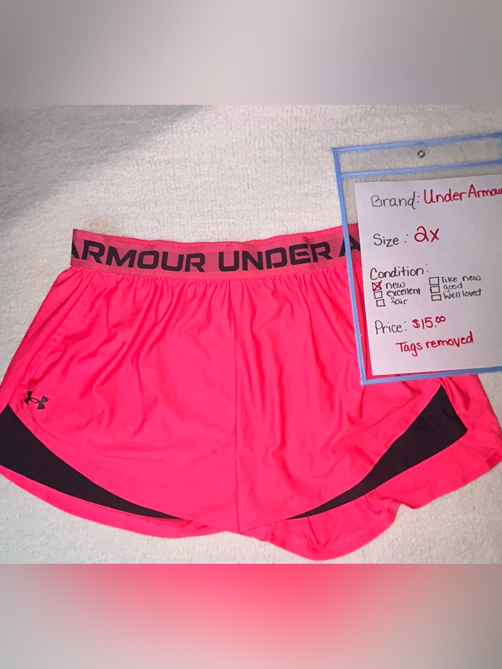 Under Armour Bright Pink Women's Athletic Shorts with Black Trim 2x